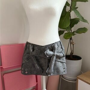 Gray Mini Skirt with Cross Details